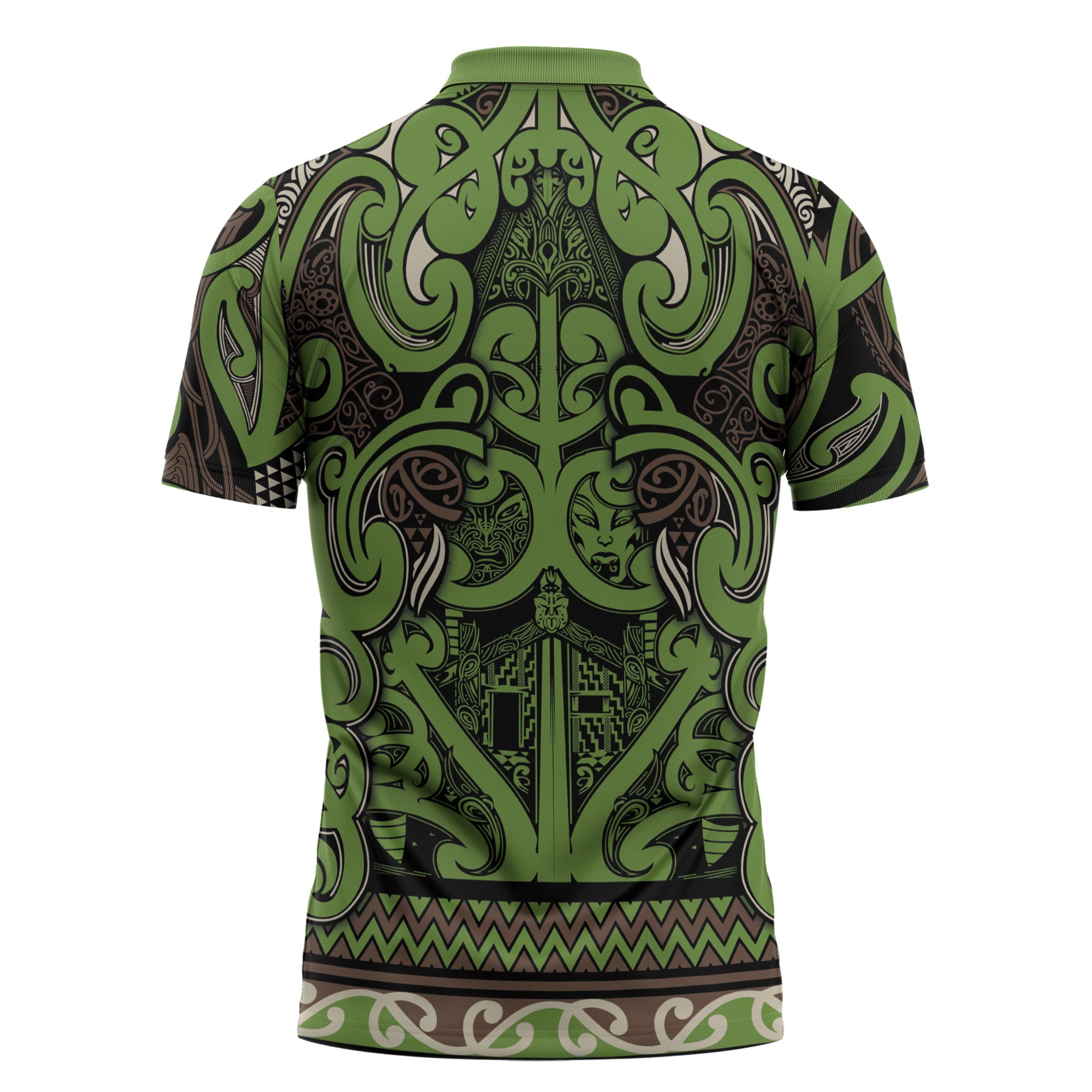 Aotearoa Iwi Ngati Raukawa Zipper Polo Shirt Maori Wharenui House Tribal Pattern