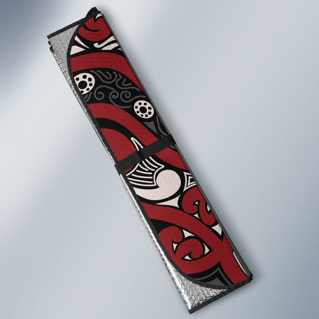 Aotearoa Iwi Ngati Toa Auto Sun Shade Maori Wharenui House Tribal Pattern