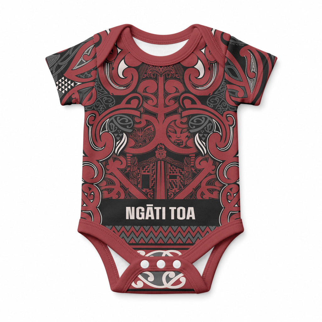 Aotearoa Iwi Ngati Toa Baby Onesie Maori Wharenui House Tribal Pattern