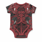 Aotearoa Iwi Ngati Toa Baby Onesie Maori Wharenui House Tribal Pattern