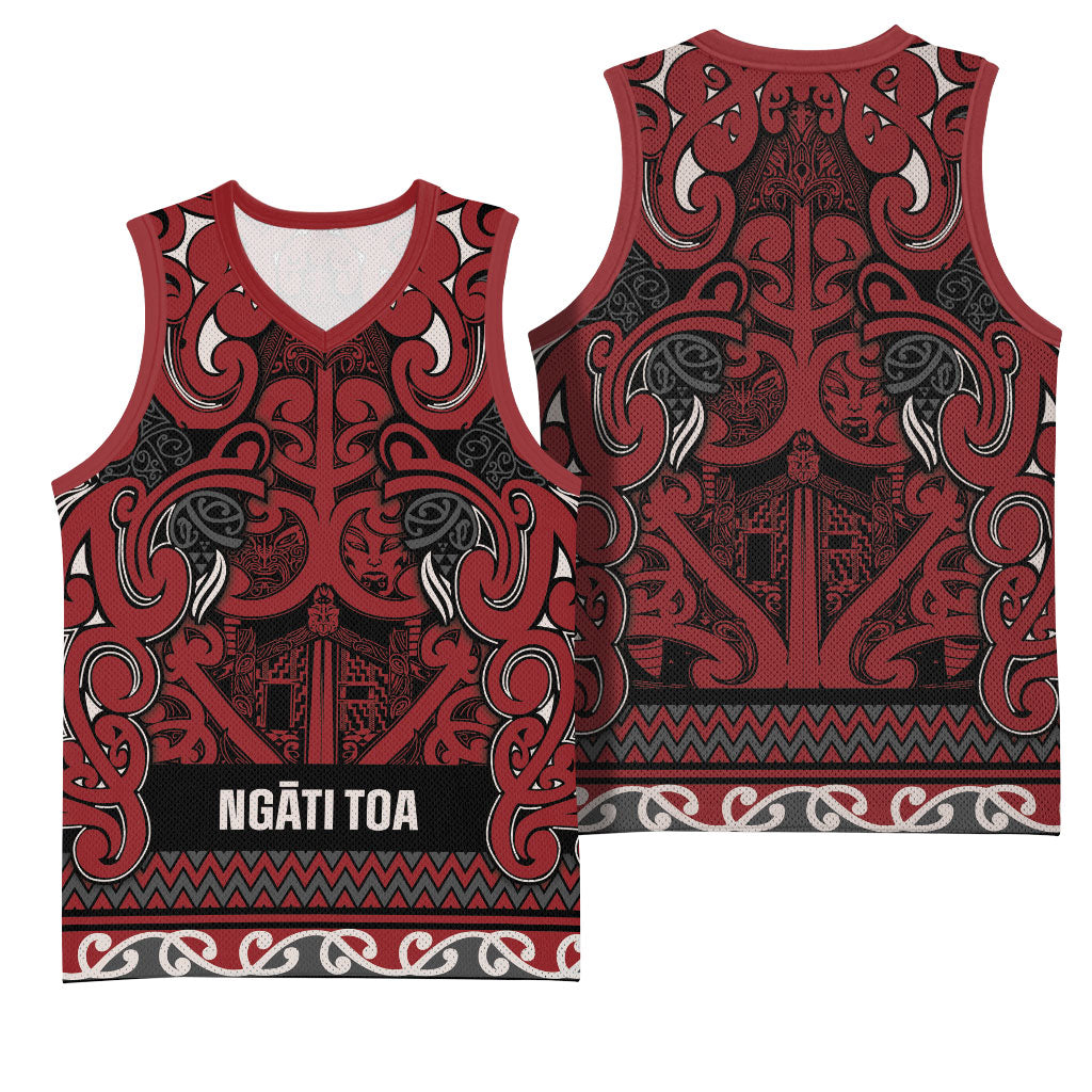 Aotearoa Iwi Ngati Toa Basketball Jersey Maori Wharenui House Tribal Pattern