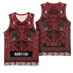 Aotearoa Iwi Ngati Toa Basketball Jersey Maori Wharenui House Tribal Pattern