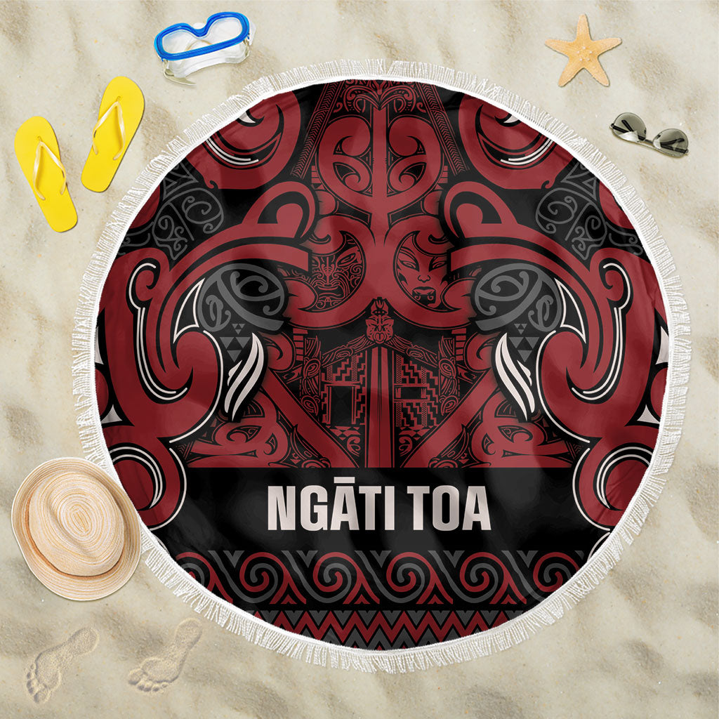 Aotearoa Iwi Ngati Toa Beach Blanket Maori Wharenui House Tribal Pattern