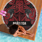 Aotearoa Iwi Ngati Toa Beach Blanket Maori Wharenui House Tribal Pattern