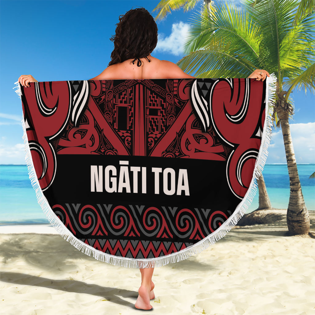 Aotearoa Iwi Ngati Toa Beach Blanket Maori Wharenui House Tribal Pattern