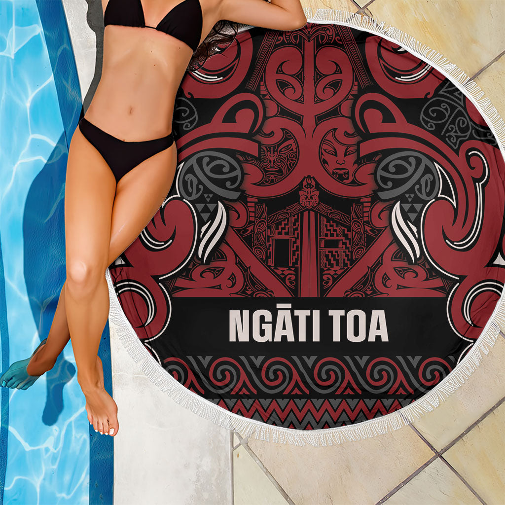 Aotearoa Iwi Ngati Toa Beach Blanket Maori Wharenui House Tribal Pattern