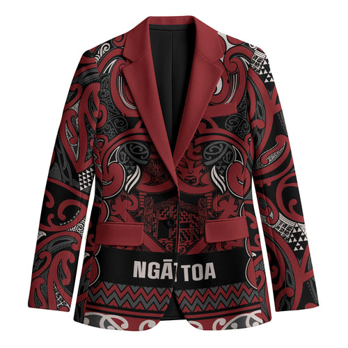 Aotearoa Iwi Ngati Toa Blazer Maori Wharenui House Tribal Pattern