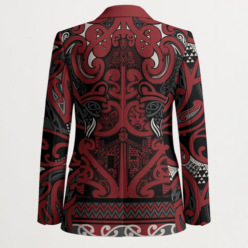 Aotearoa Iwi Ngati Toa Blazer Maori Wharenui House Tribal Pattern