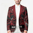 Aotearoa Iwi Ngati Toa Blazer Maori Wharenui House Tribal Pattern
