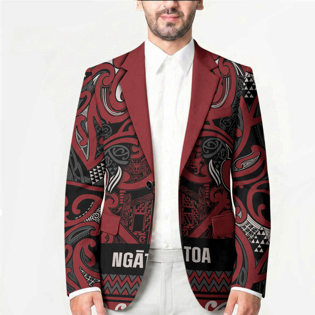 Aotearoa Iwi Ngati Toa Blazer Maori Wharenui House Tribal Pattern