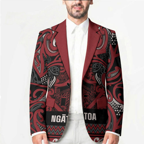 Aotearoa Iwi Ngati Toa Blazer Maori Wharenui House Tribal Pattern