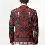 Aotearoa Iwi Ngati Toa Blazer Maori Wharenui House Tribal Pattern