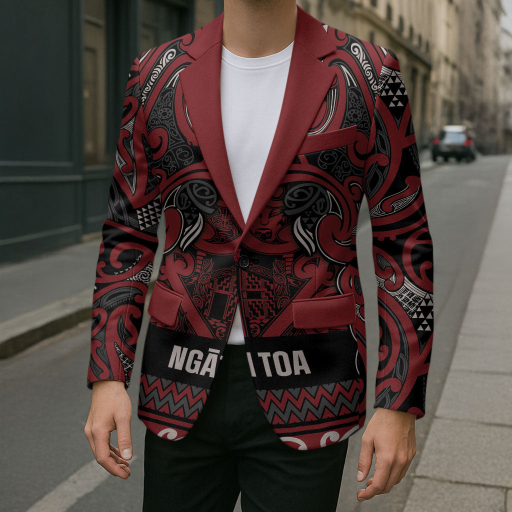 Aotearoa Iwi Ngati Toa Blazer Maori Wharenui House Tribal Pattern