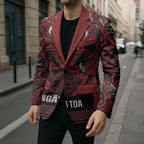 Aotearoa Iwi Ngati Toa Blazer Maori Wharenui House Tribal Pattern