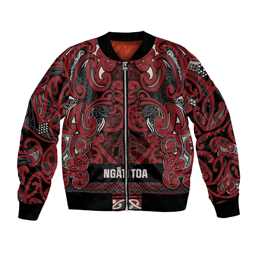 Aotearoa Iwi Ngati Toa Bomber Jacket Maori Wharenui House Tribal Pattern