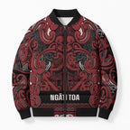 Aotearoa Iwi Ngati Toa Bomber Puffer Jacket Maori Wharenui House Tribal Pattern