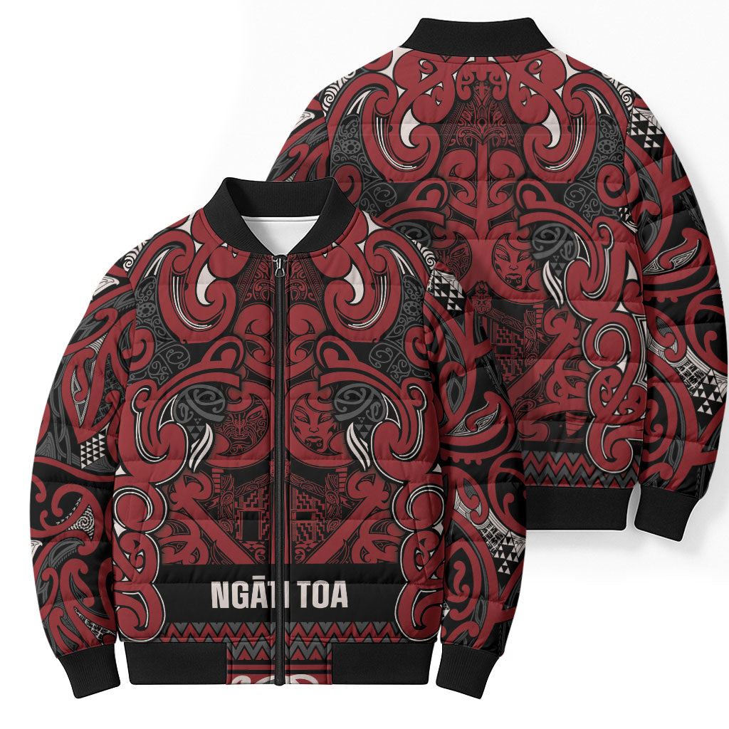 Aotearoa Iwi Ngati Toa Bomber Puffer Jacket Maori Wharenui House Tribal Pattern