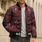 Aotearoa Iwi Ngati Toa Bomber Puffer Jacket Maori Wharenui House Tribal Pattern