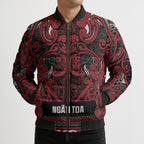 Aotearoa Iwi Ngati Toa Bomber Puffer Jacket Maori Wharenui House Tribal Pattern