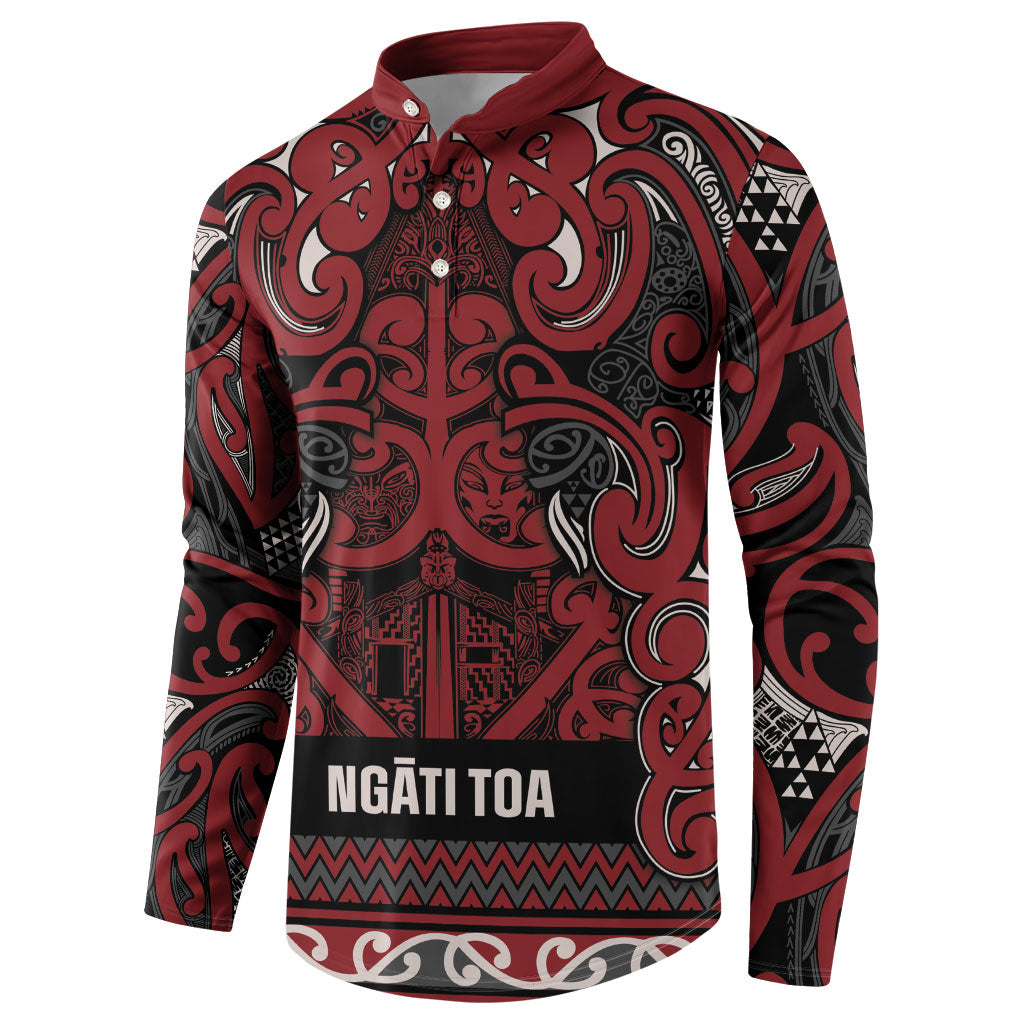 Aotearoa Iwi Ngati Toa Button Sweatshirt Maori Wharenui House Tribal Pattern