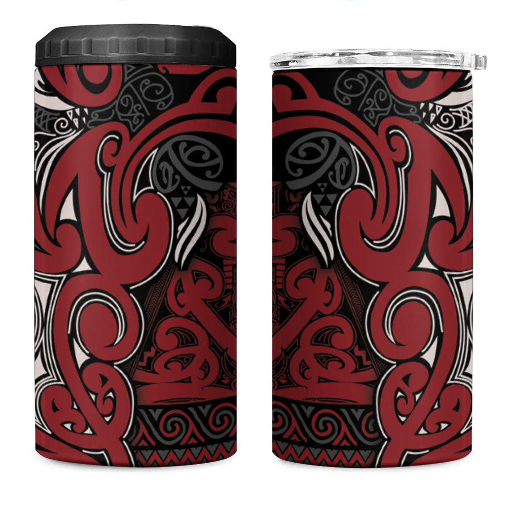 Aotearoa Iwi Ngati Toa 4 in 1 Can Cooler Tumbler Maori Wharenui House Tribal Pattern