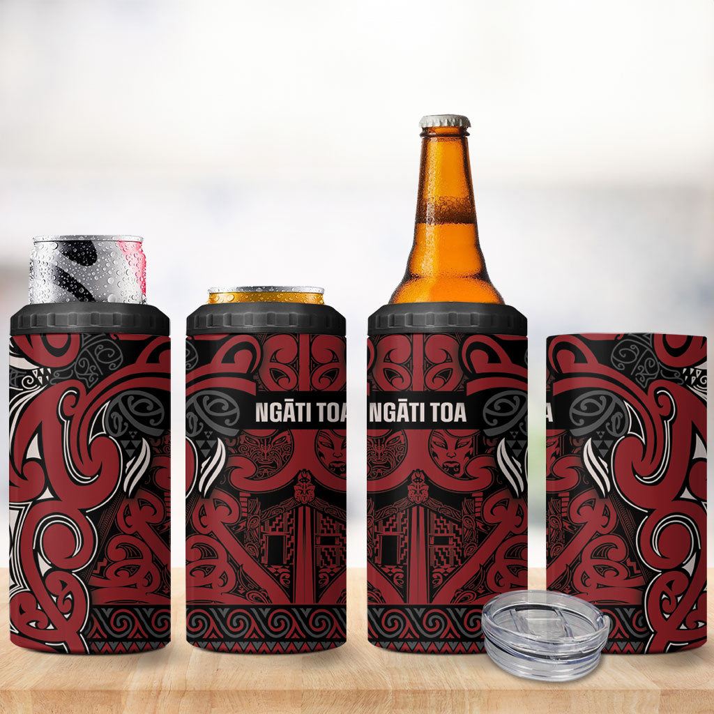 Aotearoa Iwi Ngati Toa 4 in 1 Can Cooler Tumbler Maori Wharenui House Tribal Pattern