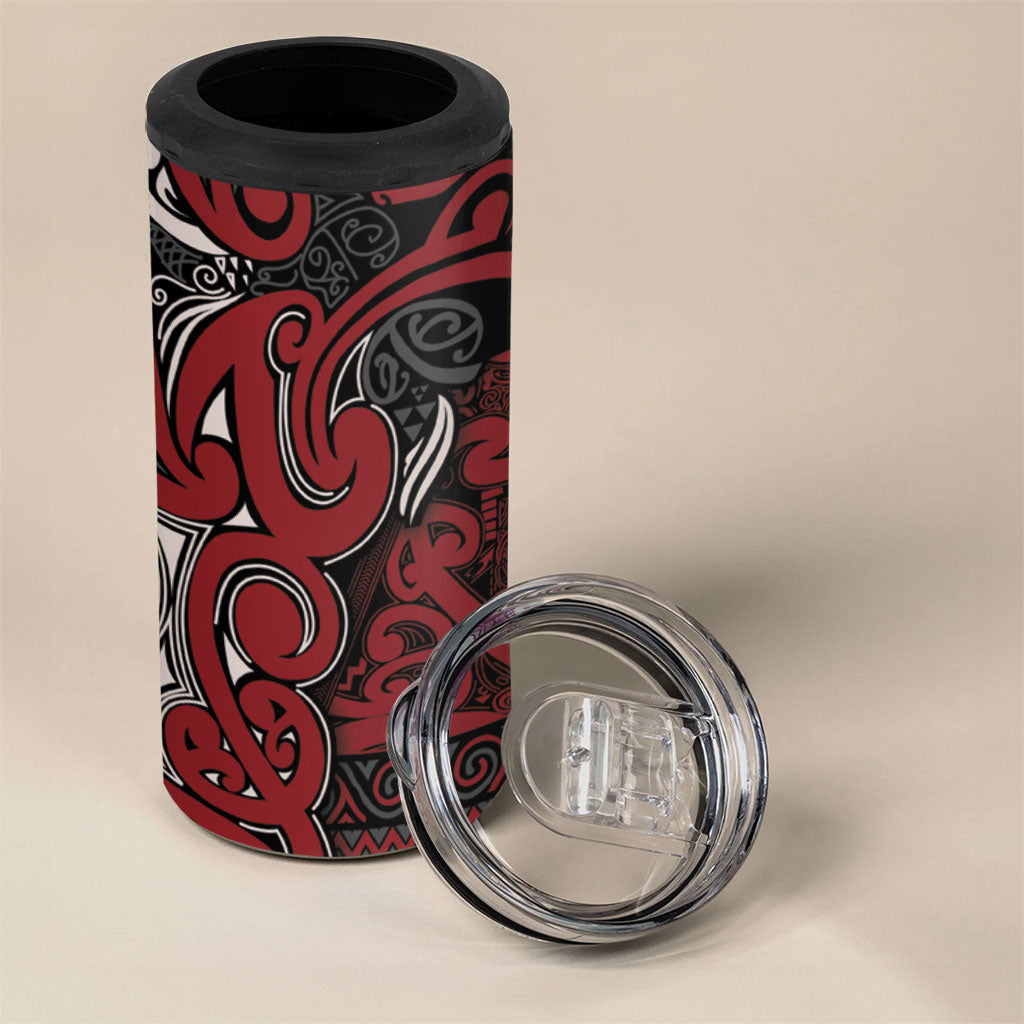 Aotearoa Iwi Ngati Toa 4 in 1 Can Cooler Tumbler Maori Wharenui House Tribal Pattern