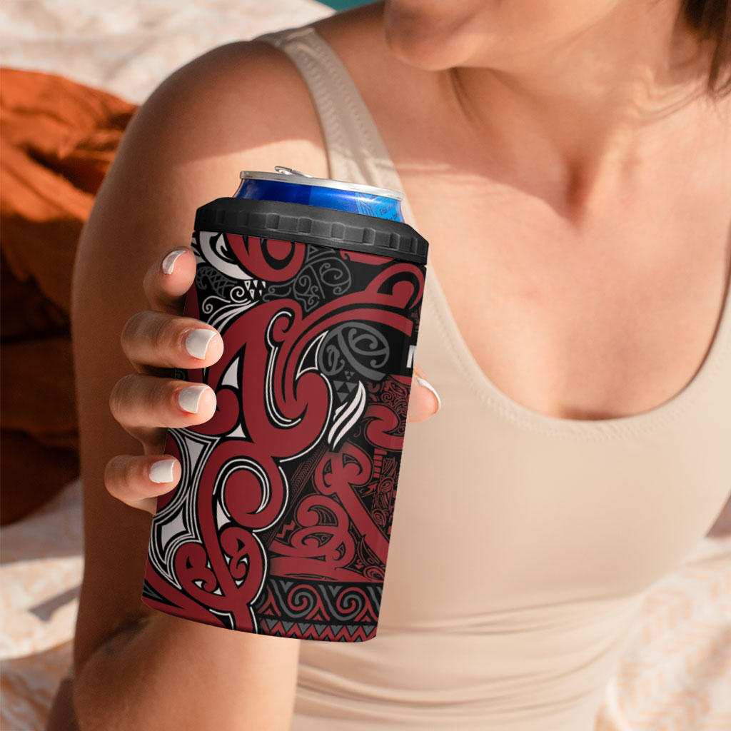 Aotearoa Iwi Ngati Toa 4 in 1 Can Cooler Tumbler Maori Wharenui House Tribal Pattern