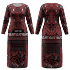 Aotearoa Iwi Ngati Toa Couples Matching Long Sleeve Bodycon Dress and Long Sleeve Button Shirt Maori Wharenui House Tribal Pattern