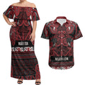 Aotearoa Iwi Ngati Toa Couples Matching Off Shoulder Maxi Dress and Hawaiian Shirt Maori Wharenui House Tribal Pattern