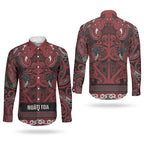 Aotearoa Iwi Ngati Toa Couples Matching Off Shoulder Maxi Dress and Long Sleeve Button Shirt Maori Wharenui House Tribal Pattern