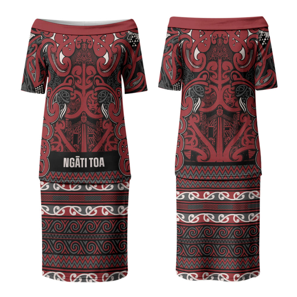 Aotearoa Iwi Ngati Toa Couples Matching Puletasi and Hawaiian Shirt Maori Wharenui House Tribal Pattern