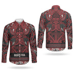 Aotearoa Iwi Ngati Toa Couples Matching Puletasi and Long Sleeve Button Shirt Maori Wharenui House Tribal Pattern