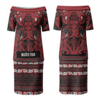 Aotearoa Iwi Ngati Toa Couples Matching Puletasi and Long Sleeve Button Shirt Maori Wharenui House Tribal Pattern