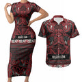 Aotearoa Iwi Ngati Toa Couples Matching Short Sleeve Bodycon Dress and Hawaiian Shirt Maori Wharenui House Tribal Pattern