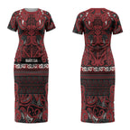 Aotearoa Iwi Ngati Toa Couples Matching Short Sleeve Bodycon Dress and Hawaiian Shirt Maori Wharenui House Tribal Pattern