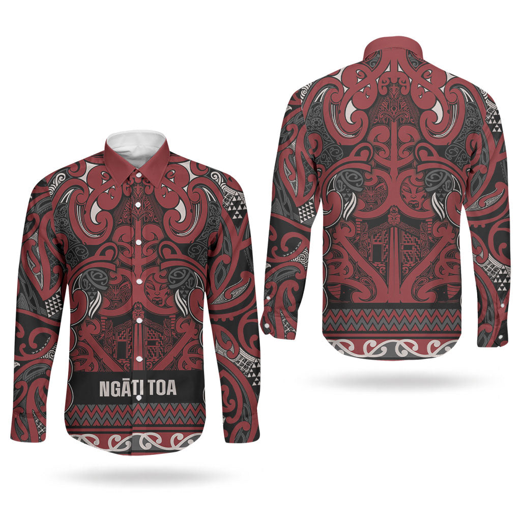 Aotearoa Iwi Ngati Toa Couples Matching Summer Maxi Dress and Long Sleeve Button Shirt Maori Wharenui House Tribal Pattern