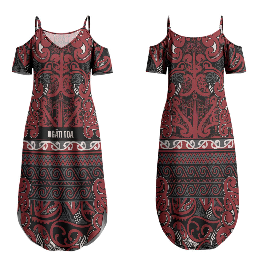 Aotearoa Iwi Ngati Toa Couples Matching Summer Maxi Dress and Long Sleeve Button Shirt Maori Wharenui House Tribal Pattern