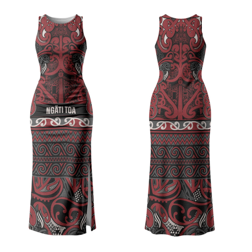 Aotearoa Iwi Ngati Toa Couples Matching Tank Maxi Dress and Hawaiian Shirt Maori Wharenui House Tribal Pattern