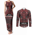 Aotearoa Iwi Ngati Toa Couples Matching Tank Maxi Dress and Long Sleeve Button Shirt Maori Wharenui House Tribal Pattern