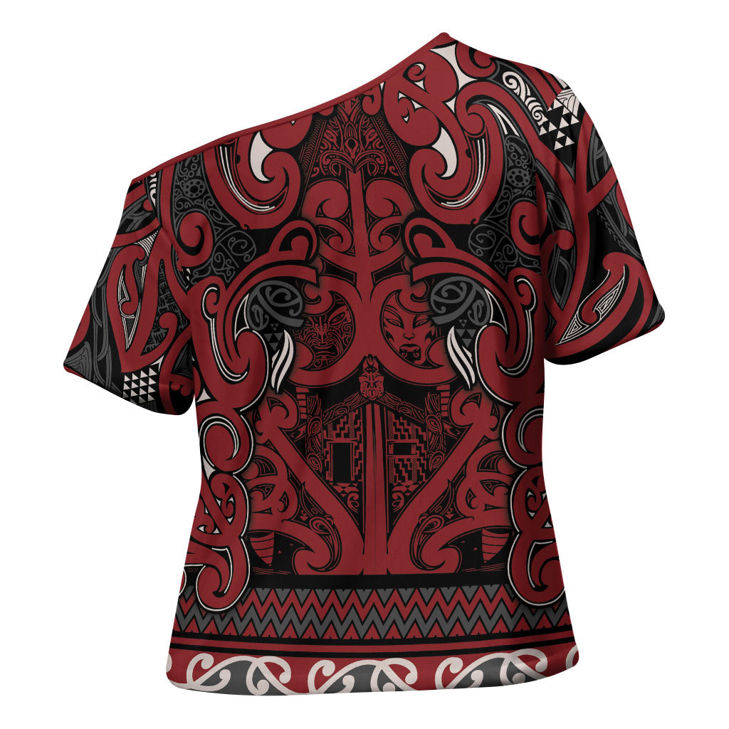 Aotearoa Iwi Ngati Toa Cross Shoulder Shirt Maori Wharenui House Tribal Pattern