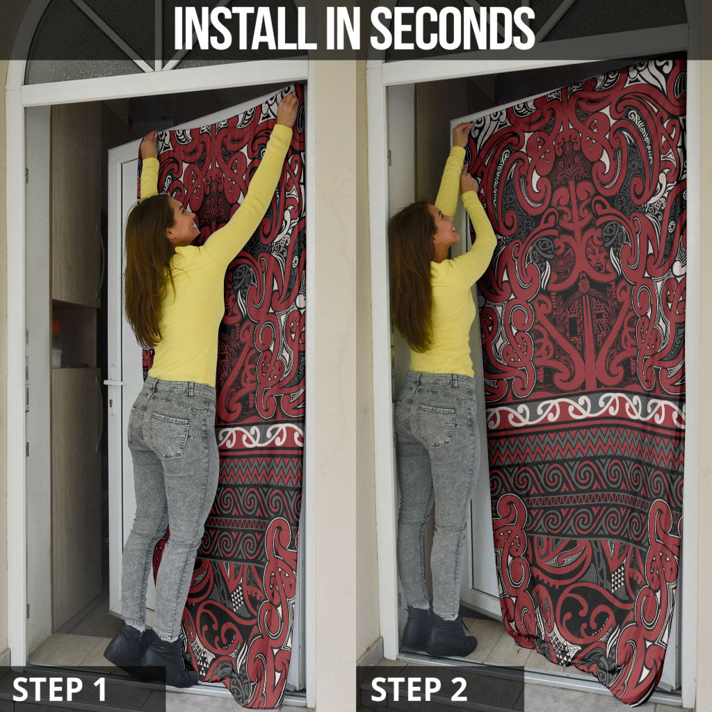 Aotearoa Iwi Ngati Toa Door Cover Maori Wharenui House Tribal Pattern