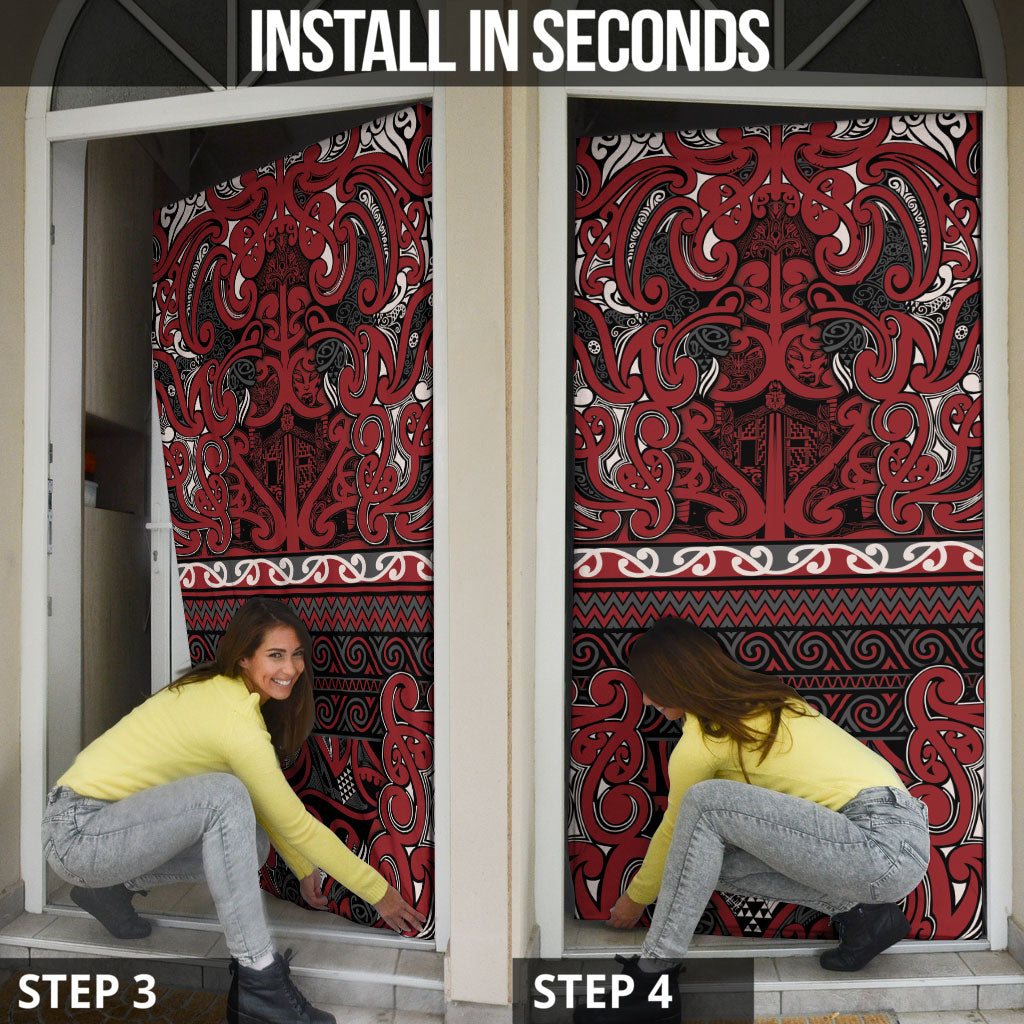 Aotearoa Iwi Ngati Toa Door Cover Maori Wharenui House Tribal Pattern