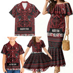 Aotearoa Iwi Ngati Toa Family Matching Mermaid Dress and Hawaiian Shirt Maori Wharenui House Tribal Pattern