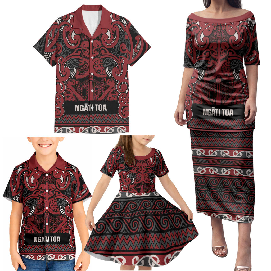 Aotearoa Iwi Ngati Toa Family Matching Puletasi and Hawaiian Shirt Maori Wharenui House Tribal Pattern