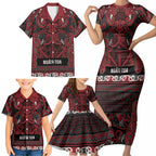 Aotearoa Iwi Ngati Toa Family Matching Short Sleeve Bodycon Dress and Hawaiian Shirt Maori Wharenui House Tribal Pattern