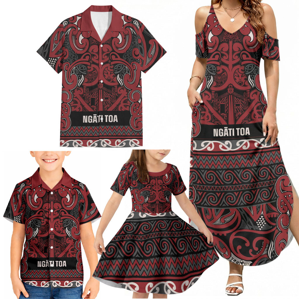 Aotearoa Iwi Ngati Toa Family Matching Summer Maxi Dress and Hawaiian Shirt Maori Wharenui House Tribal Pattern