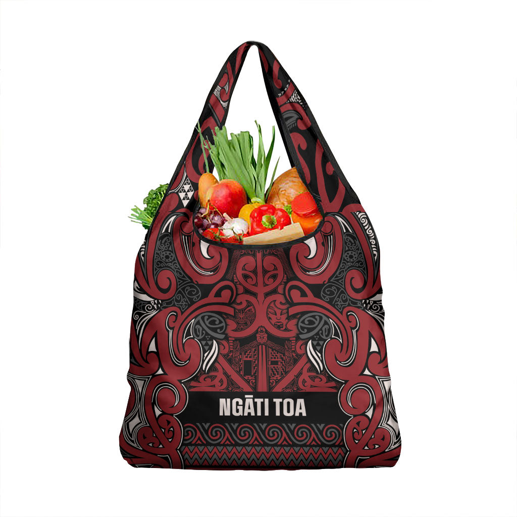 Aotearoa Iwi Ngati Toa Grocery Bag Maori Wharenui House Tribal Pattern