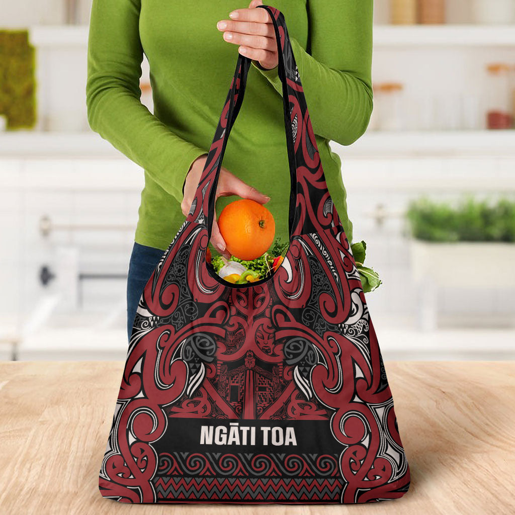Aotearoa Iwi Ngati Toa Grocery Bag Maori Wharenui House Tribal Pattern