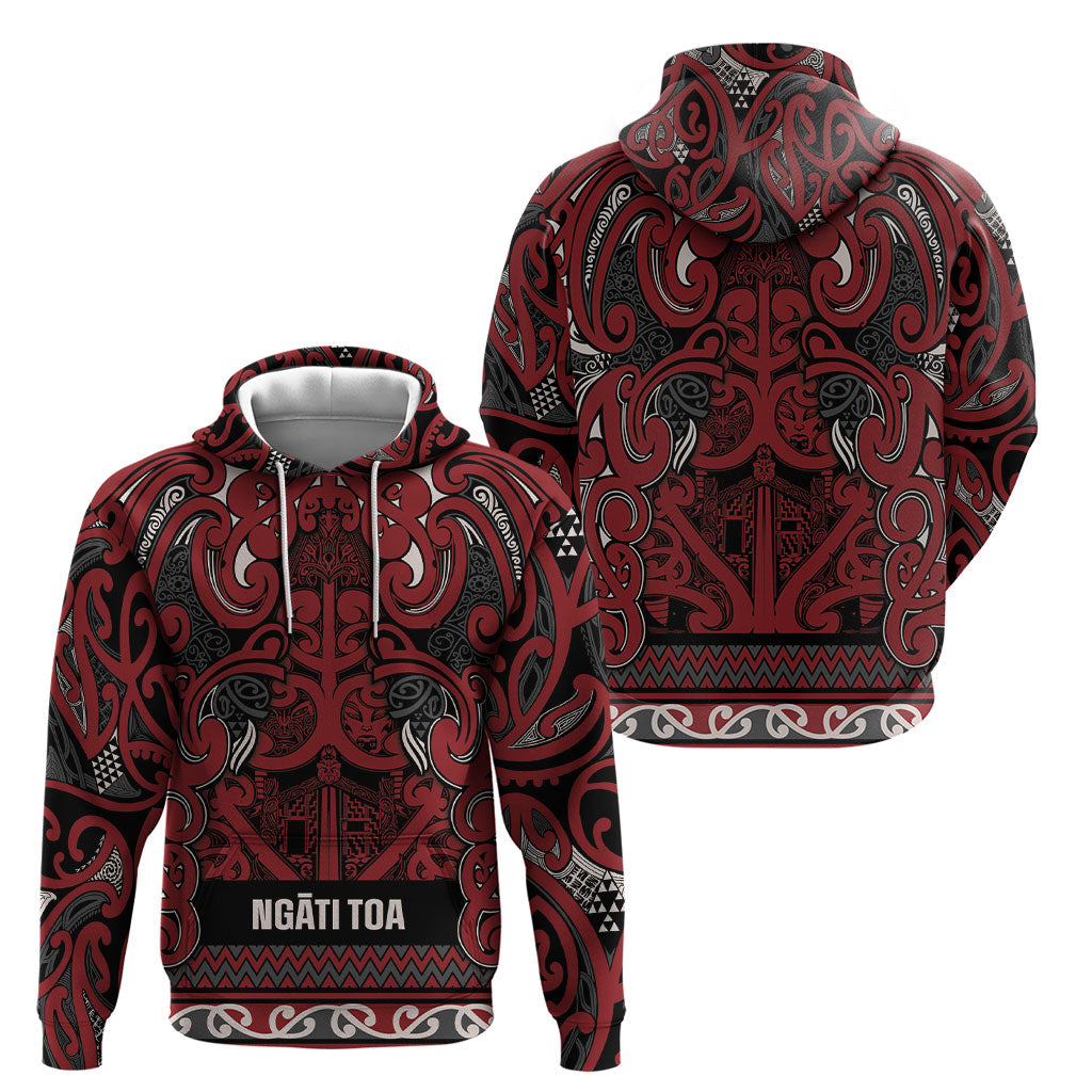 Aotearoa Iwi Ngati Toa Hoodie Maori Wharenui House Tribal Pattern